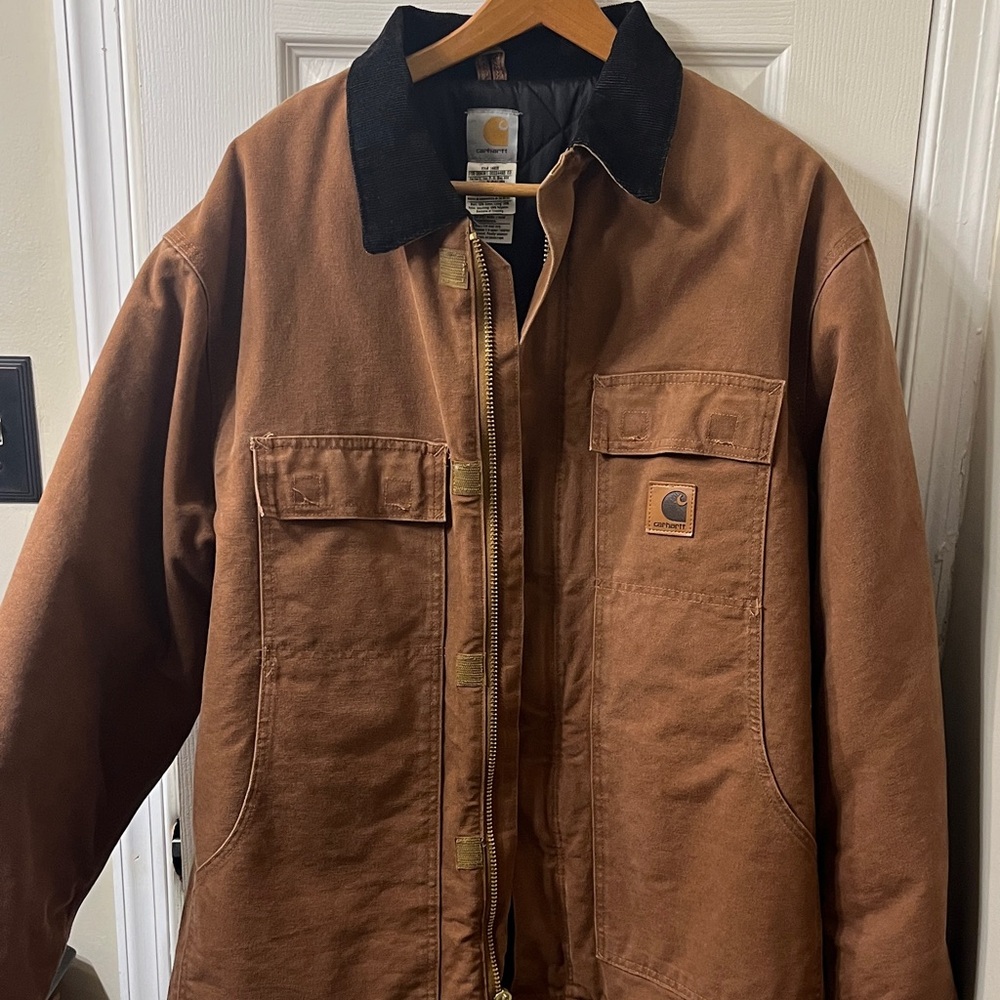 Carhartt Men's Tan Field Jacket with Black Collar